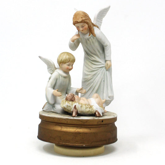 Musical Figurine, Gorham, Christmas Angels & Baby Jesus, plays Silent Night, Vintage, SOLD