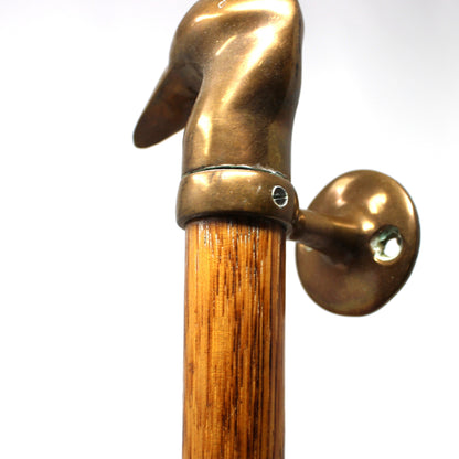 Door Pulls, Vintage 1970s, Carved Wood & Brass Duck Head Design, Set of 2