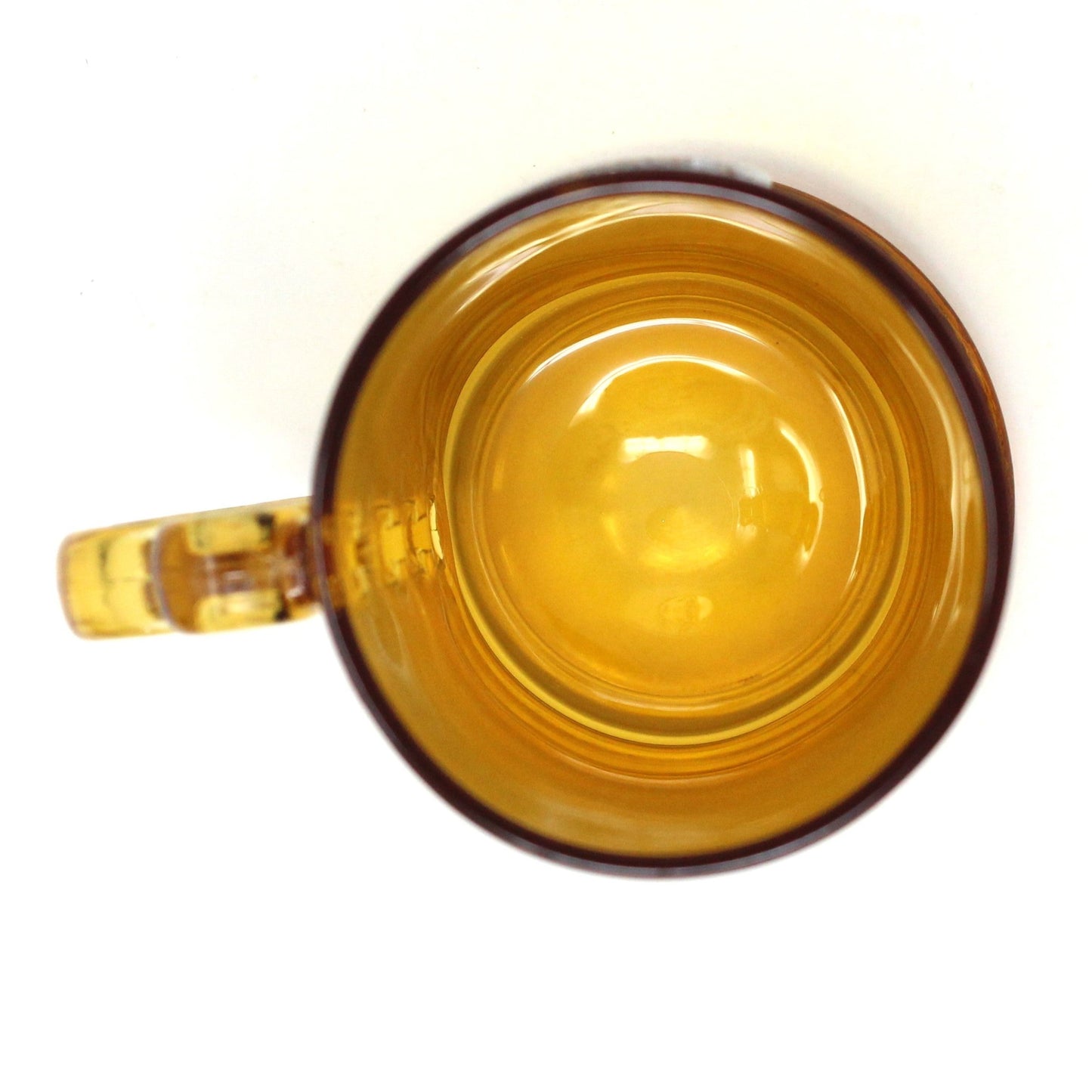 Beer Mug, Two Finger / Knuckle Handle Design, Amber Glass Wolf Shield Crest, Vintage