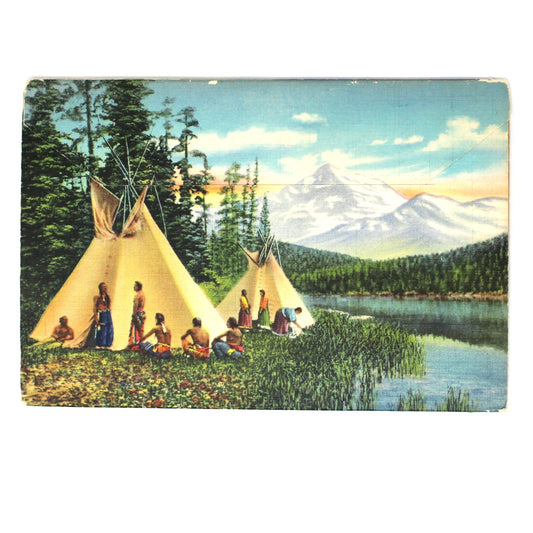Souvenir Photo Book, Indians of the NW, Vintage 1940, Unused Curt Teich Linen, Ephemera