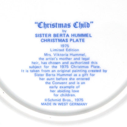 Decorative Plate, Schmid Brothers, Christmas Plate Hummel 1975, Collector Series, in Box, Vintage