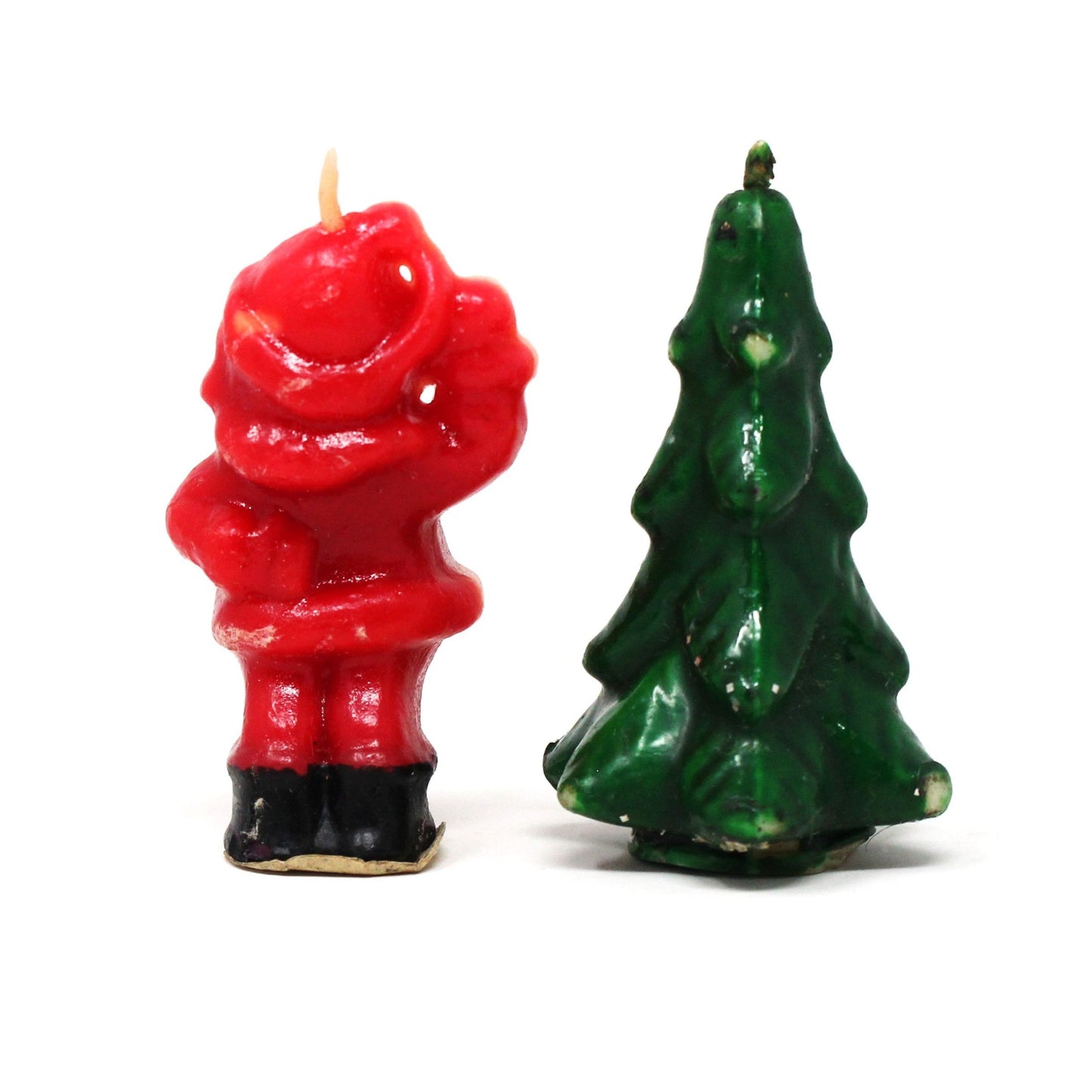 Candle, Gurley Novelty, Figural Santa & Christmas Tree Candles, Set of 2, Vintage Collectibles
