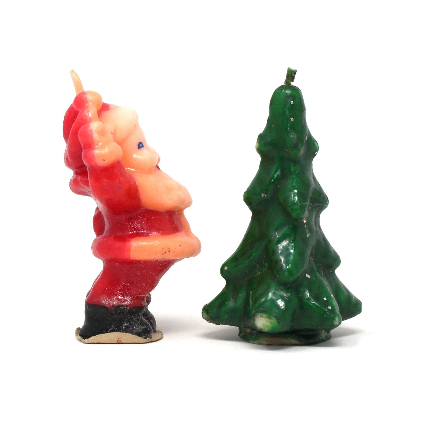 Candle, Gurley Novelty, Figural Santa & Christmas Tree Candles, Set of 2, Vintage Collectibles