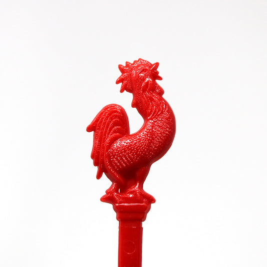Swizzle Stick Drink Stirrer, Cock 'n Kettle Uxbridge & North Scituate, Red Realistic Rooster, Vintage 1970s