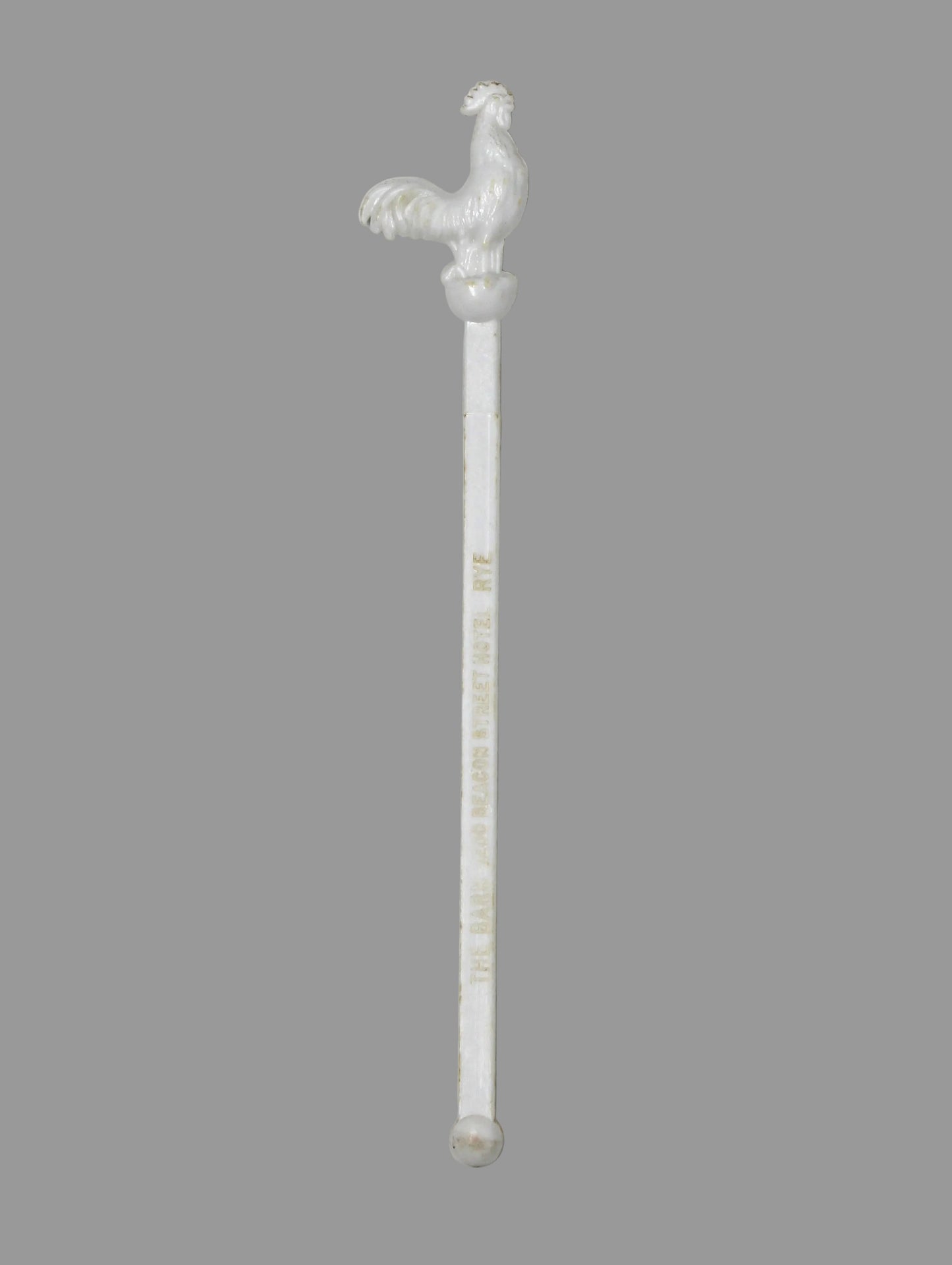 Swizzle Stick Drink Stirrer, The Barn 1200 Beacon Street Hotel Brookline, White Rooster, Vintage 1950s