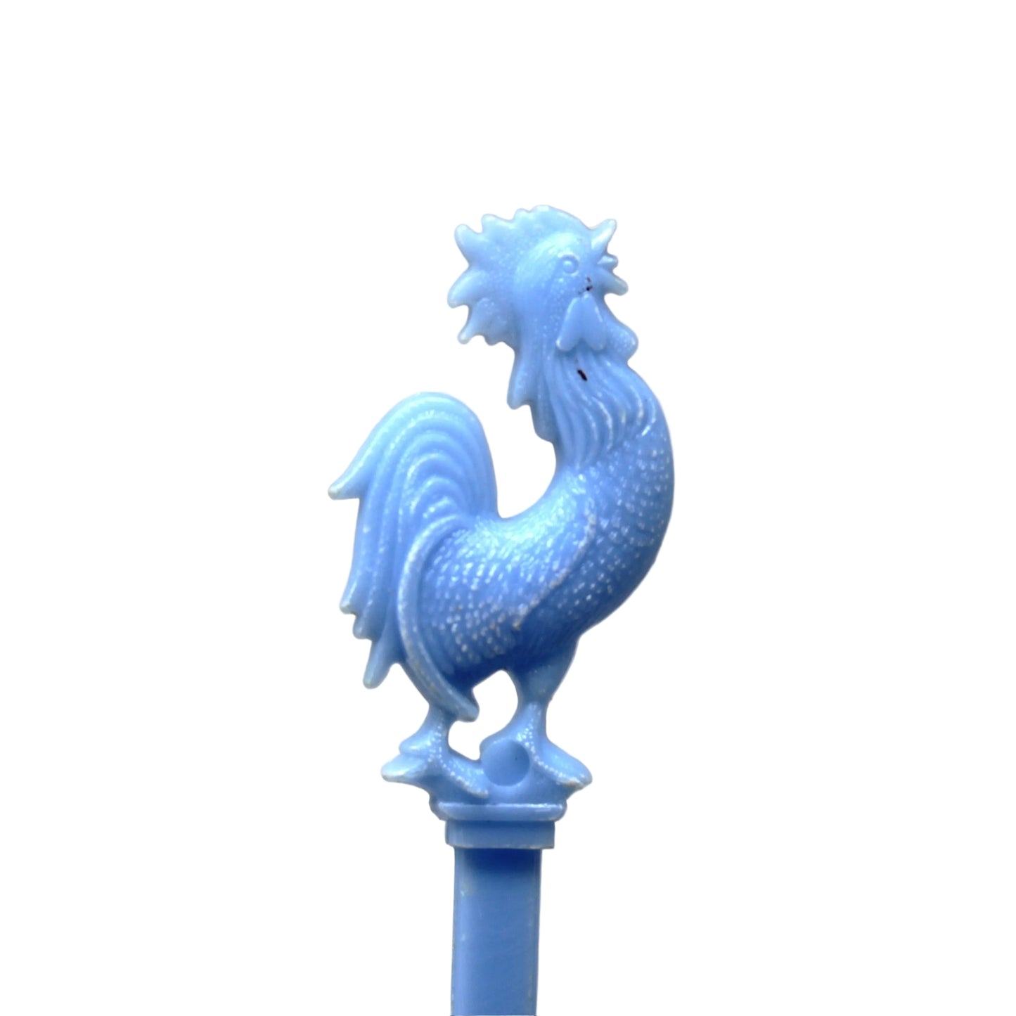 Swizzle Stick Drink Stirrer, Ocean View Inn, Light Blue Flatback Rooster, Vintage 1960s