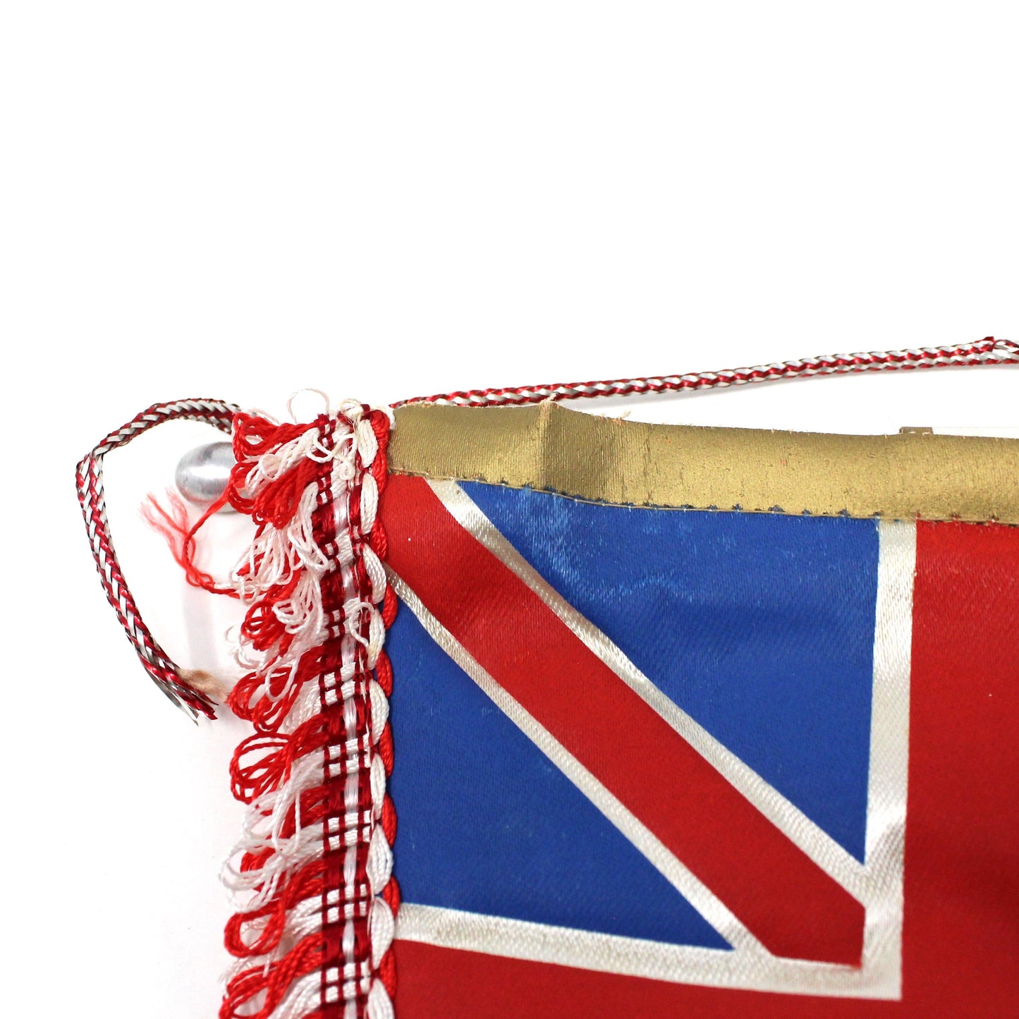Pennant, England, Flag and Royal Arms Shield Silk Pennant with Fringe, Margi-Madrid Spain Collectible, Vintage 14", SOLD