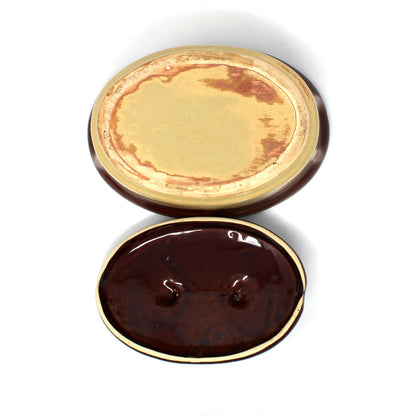 Casserole with Lid, Two-Tone Brown Glazed Stoneware, 1 QT Oval, Vintage 1970s
