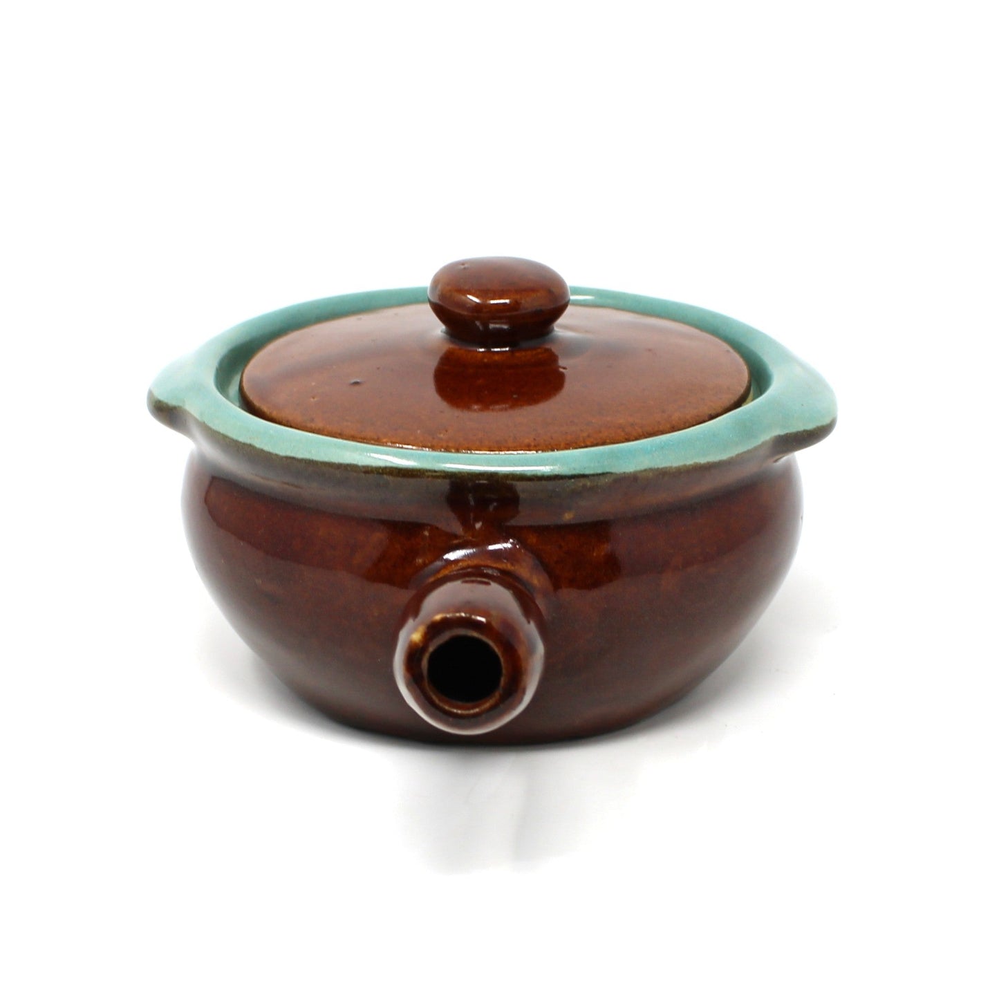 French Onion Soup Crock with Lid, John B Taylor Country Fare, Stick Handle, Vintage 1950s