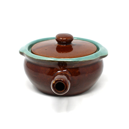 French Onion Soup Crock with Lid, John B Taylor Country Fare, Stick Handle, Vintage 1950s