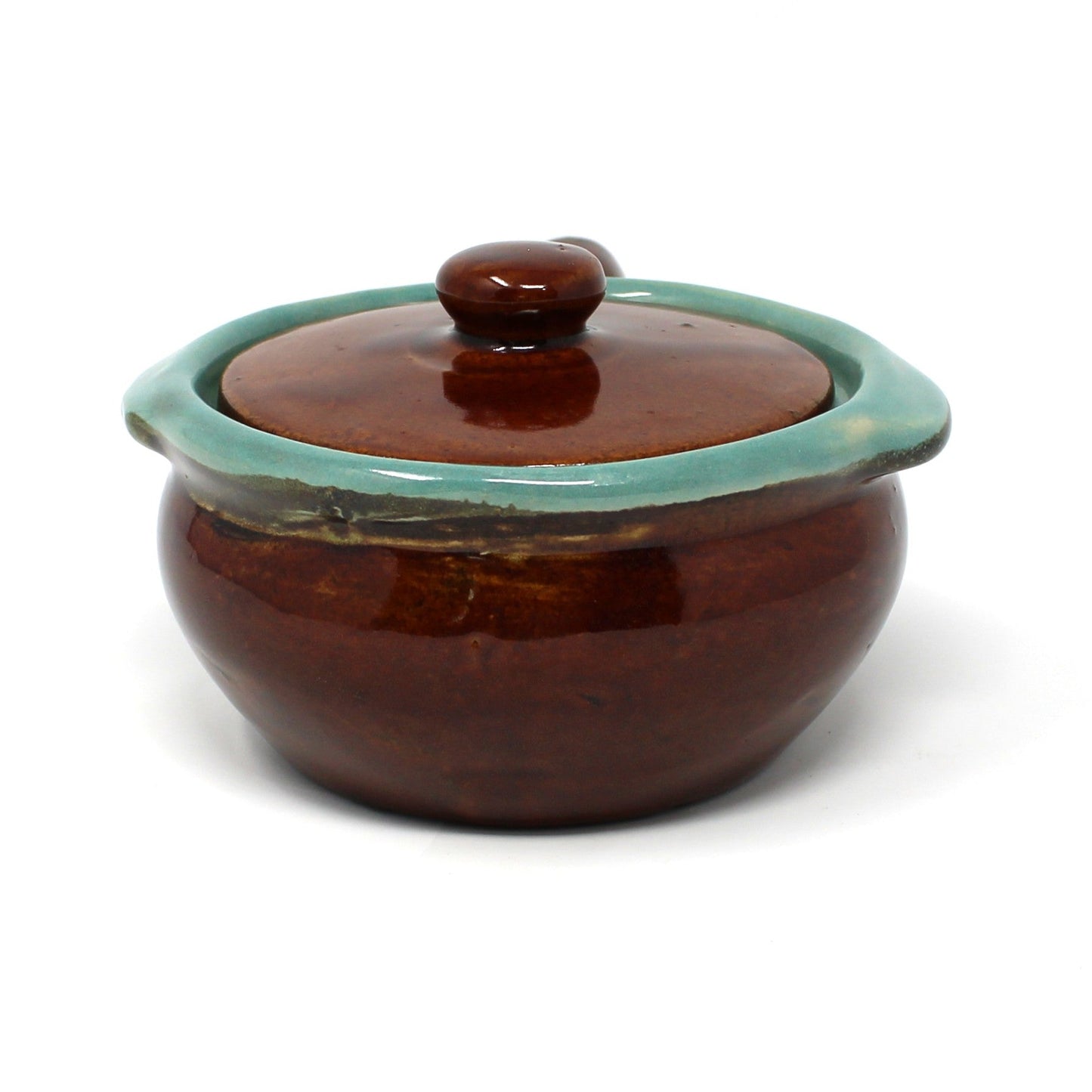 French Onion Soup Crock with Lid, John B Taylor Country Fare, Stick Handle, Vintage 1950s