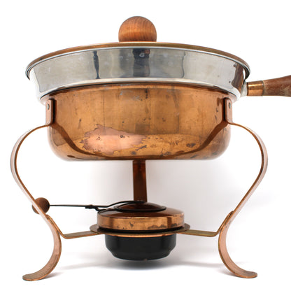 Chafing Dish, Ernest Sohn Copper Warmer with Stand & Burner, Mid-Century