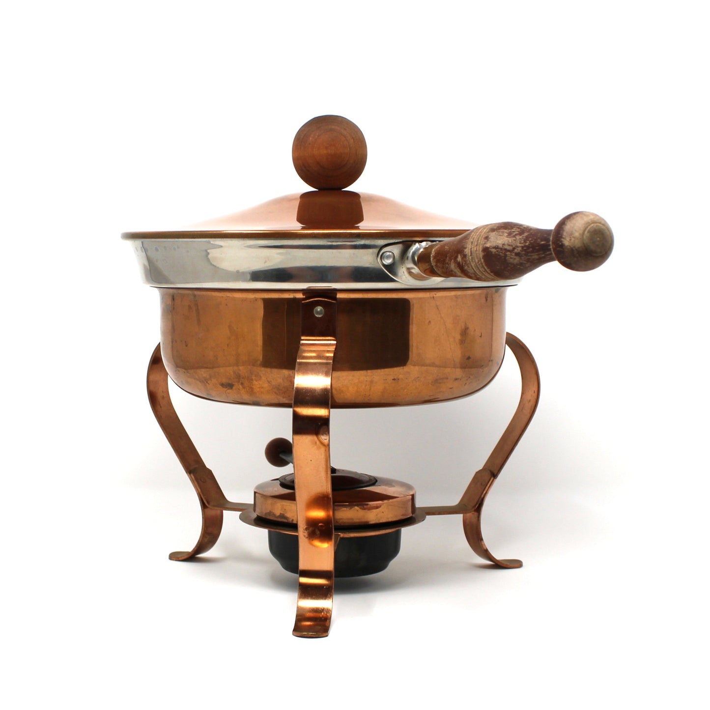 Chafing Dish, Ernest Sohn Copper Warmer with Stand & Burner, Mid-Century