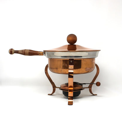Chafing Dish, Ernest Sohn Copper Warmer with Stand & Burner, Mid-Century