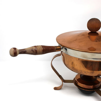 Chafing Dish, Ernest Sohn Copper Warmer with Stand & Burner, Mid-Century