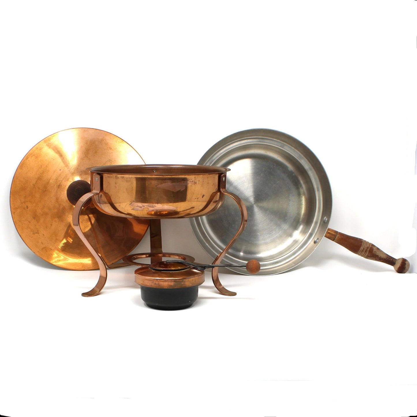 Chafing Dish, Ernest Sohn Copper Warmer with Stand & Burner, Mid-Century
