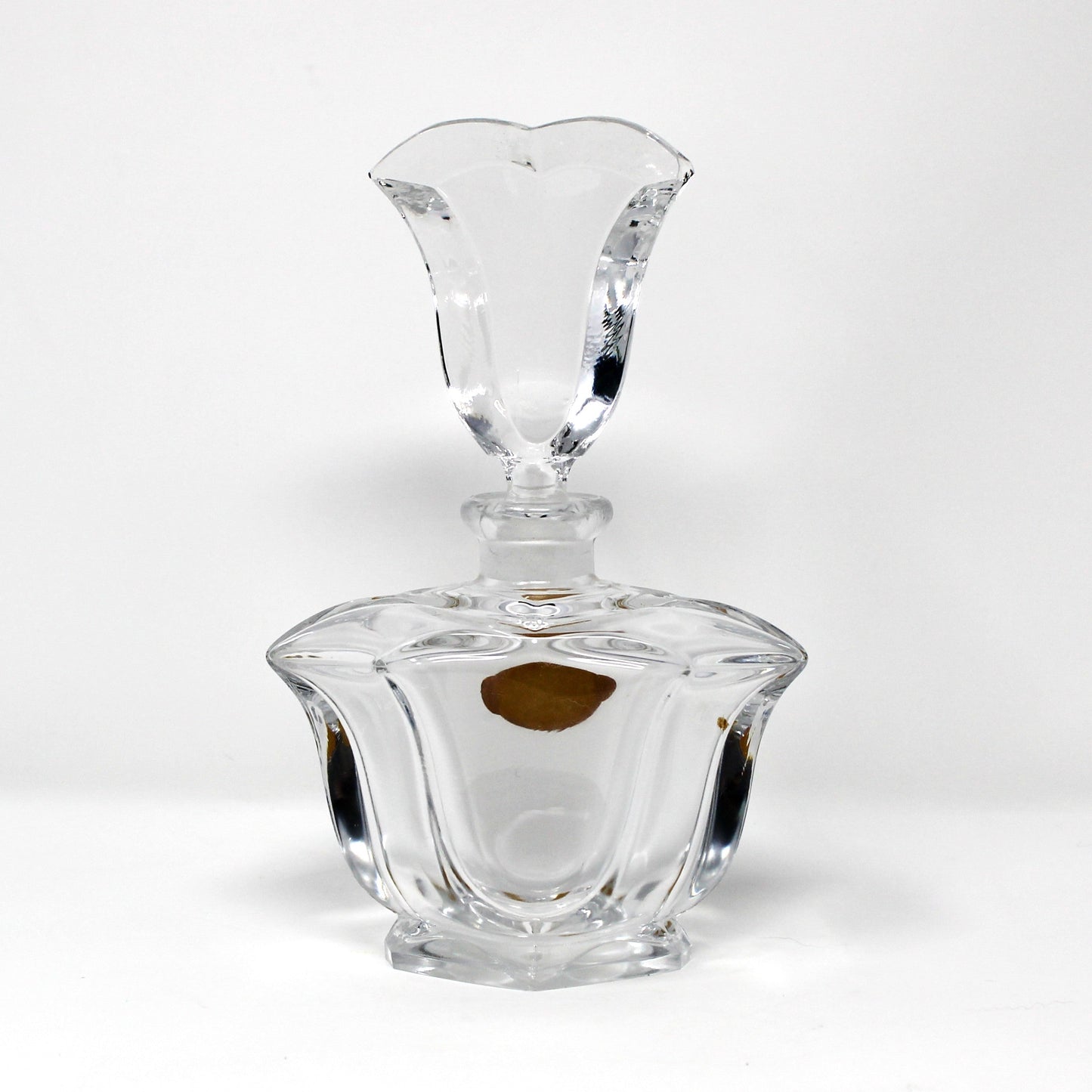 Perfume Bottle, 24% Lead Crystal, Tulip Shaped Stopper, W. Germany, Vintage 1950s