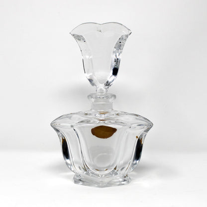 Perfume Bottle, 24% Lead Crystal, Tulip Shaped Stopper, W. Germany, Vintage 1950s