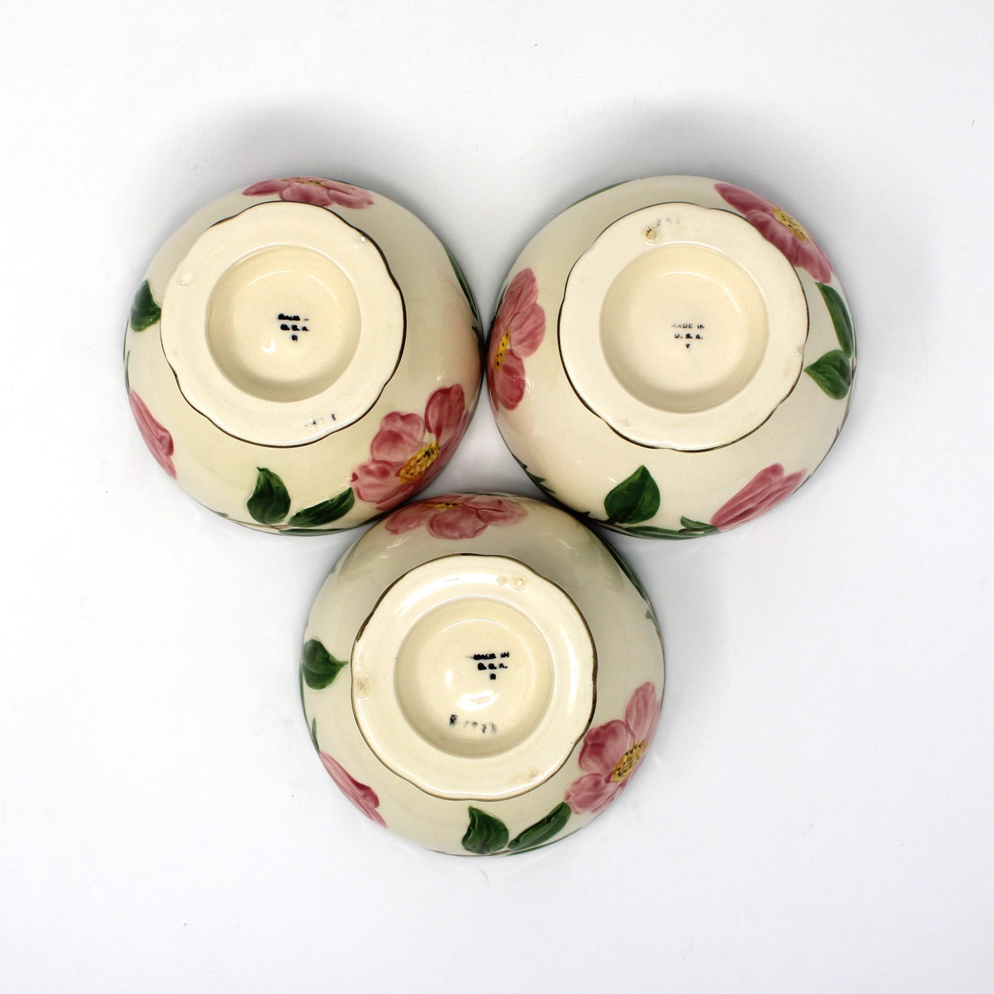 Dessert / Pudding Cups, Franciscan, Desert Rose, Pedestal Sherbets, USA, Set of 3, Vintage 1950s