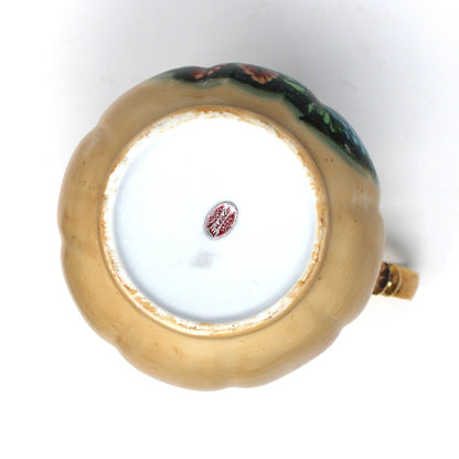 Pitcher and Basin, Enesco, Harvest Fruits Still-life, Brushed Gold, Japan, Vintage 1950s