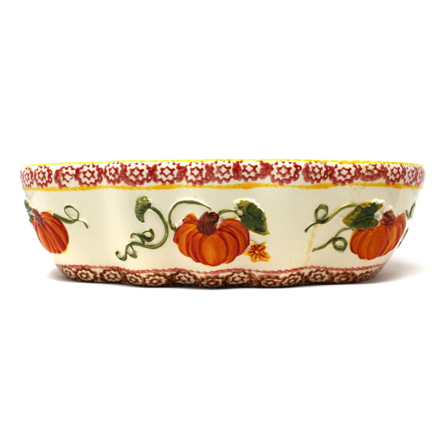 Casserole, Pumpkin Patch by Temp-Tations, Set of 3 Ceramic Nested Baking Dishes, China, 2016