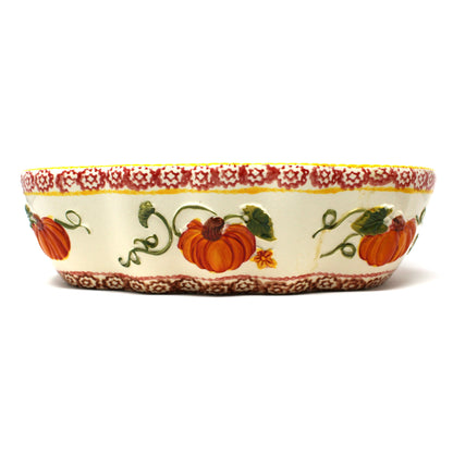 Casserole, Pumpkin Patch by Temp-Tations, Set of 3 Ceramic Nested Baking Dishes, China, 2016