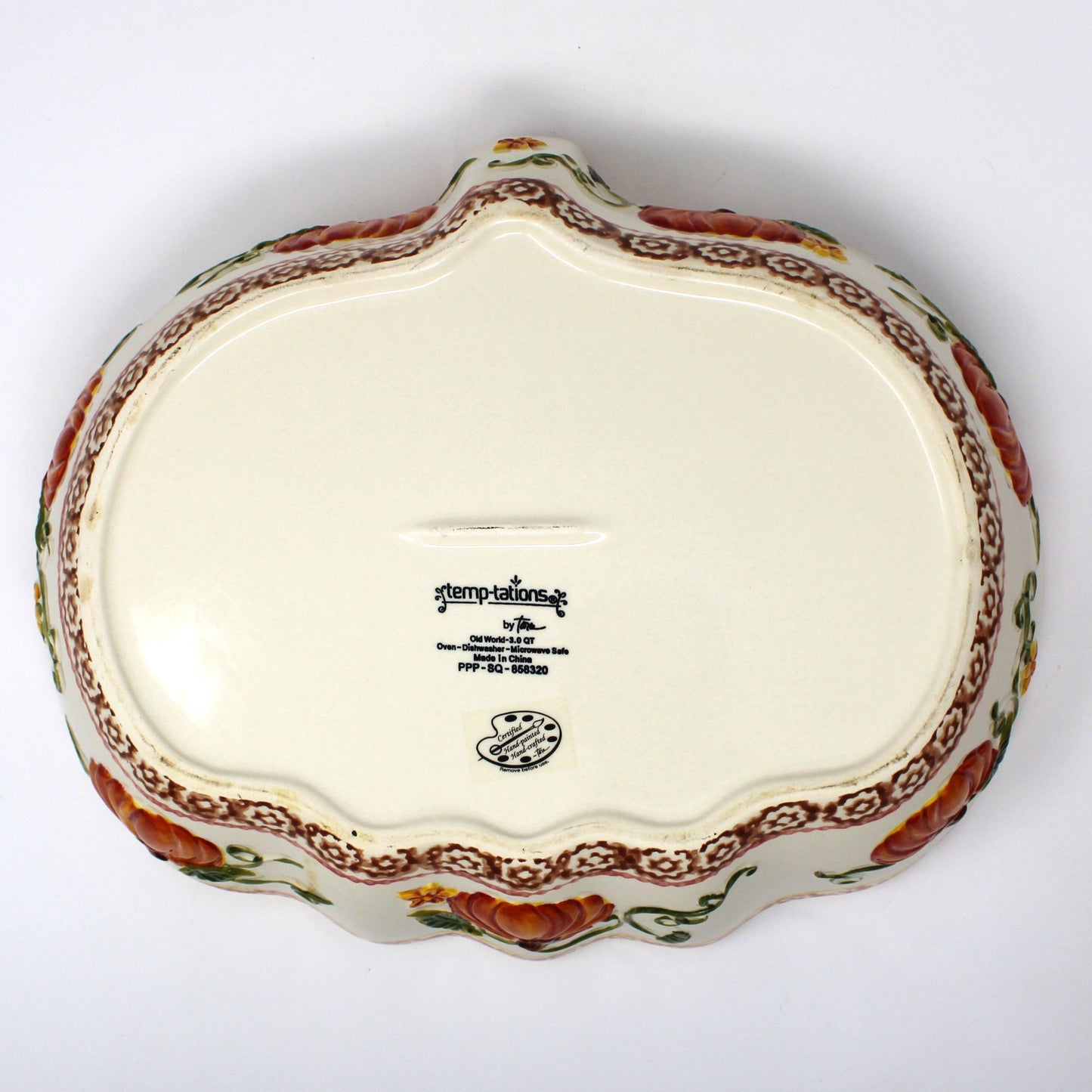 Casserole, Pumpkin Patch by Temp-Tations, Set of 3 Ceramic Nested Baking Dishes, China, 2016
