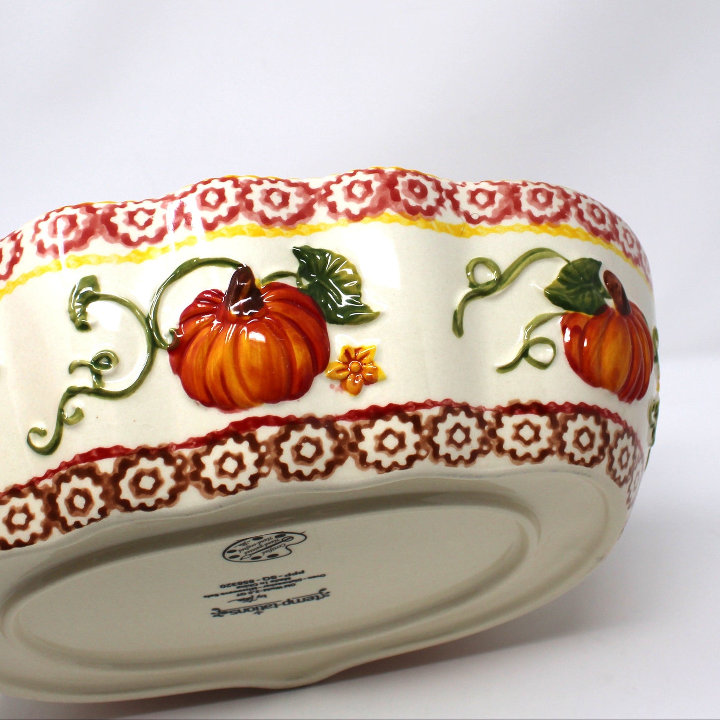Casserole, Pumpkin Patch by Temp-Tations, Set of 3 Ceramic Nested Baking Dishes, China, 2016