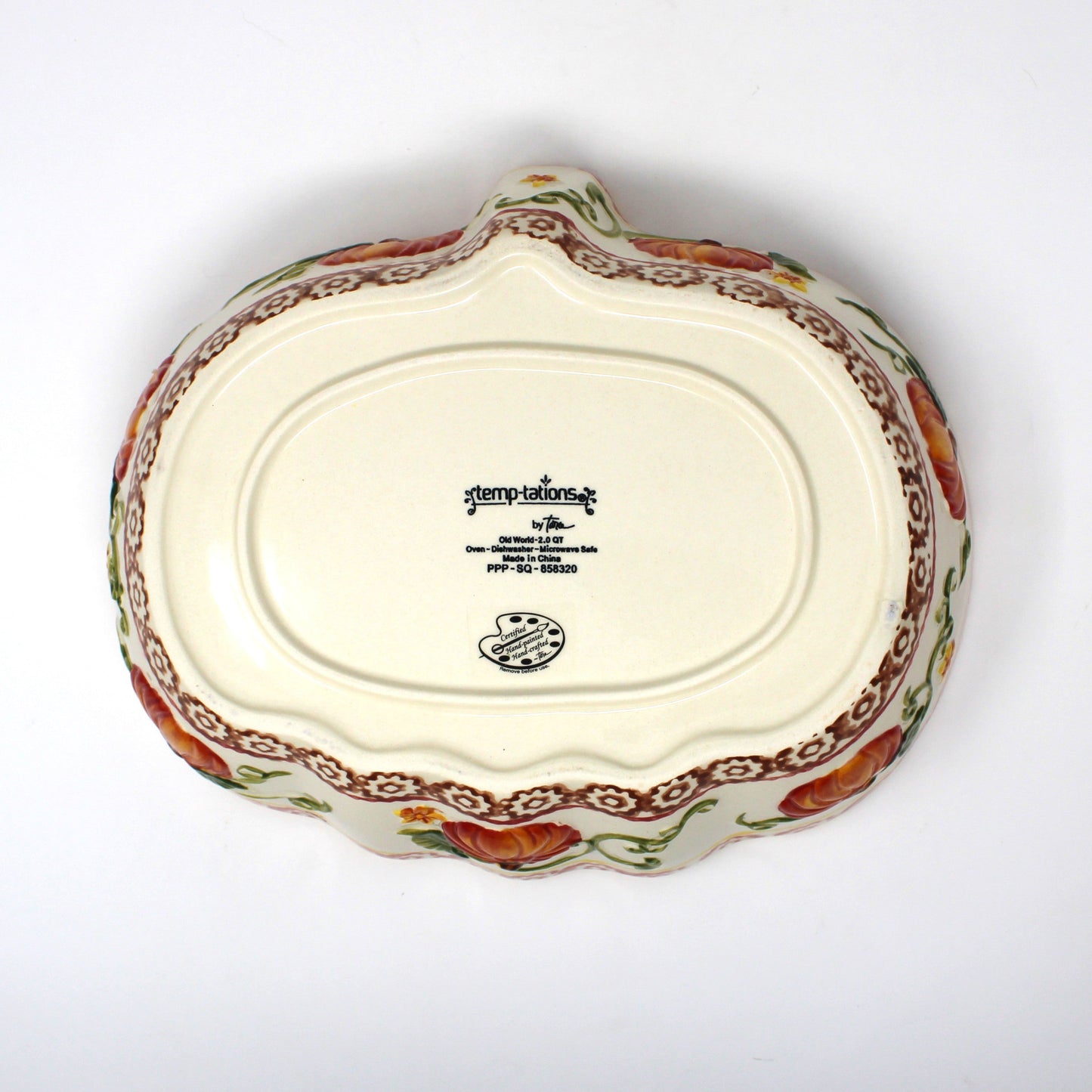 Casserole, Pumpkin Patch by Temp-Tations, Set of 3 Ceramic Nested Baking Dishes, China, 2016