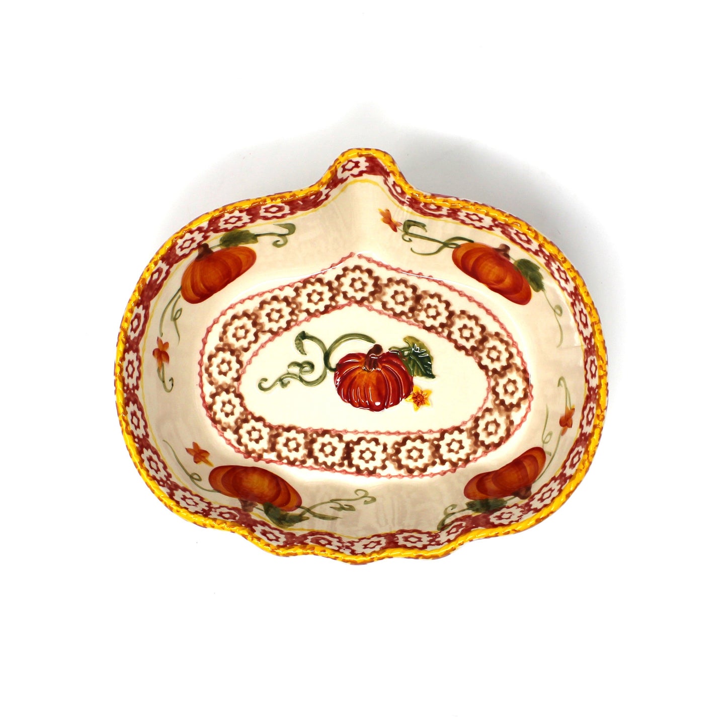 Casserole, Pumpkin Patch by Temp-Tations, Set of 3 Ceramic Nested Baking Dishes, China, 2016