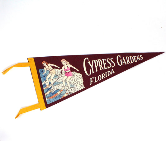 Pennant, Cypress Gardens Florida Souvenir Travel Collectible, Vintage 18"
