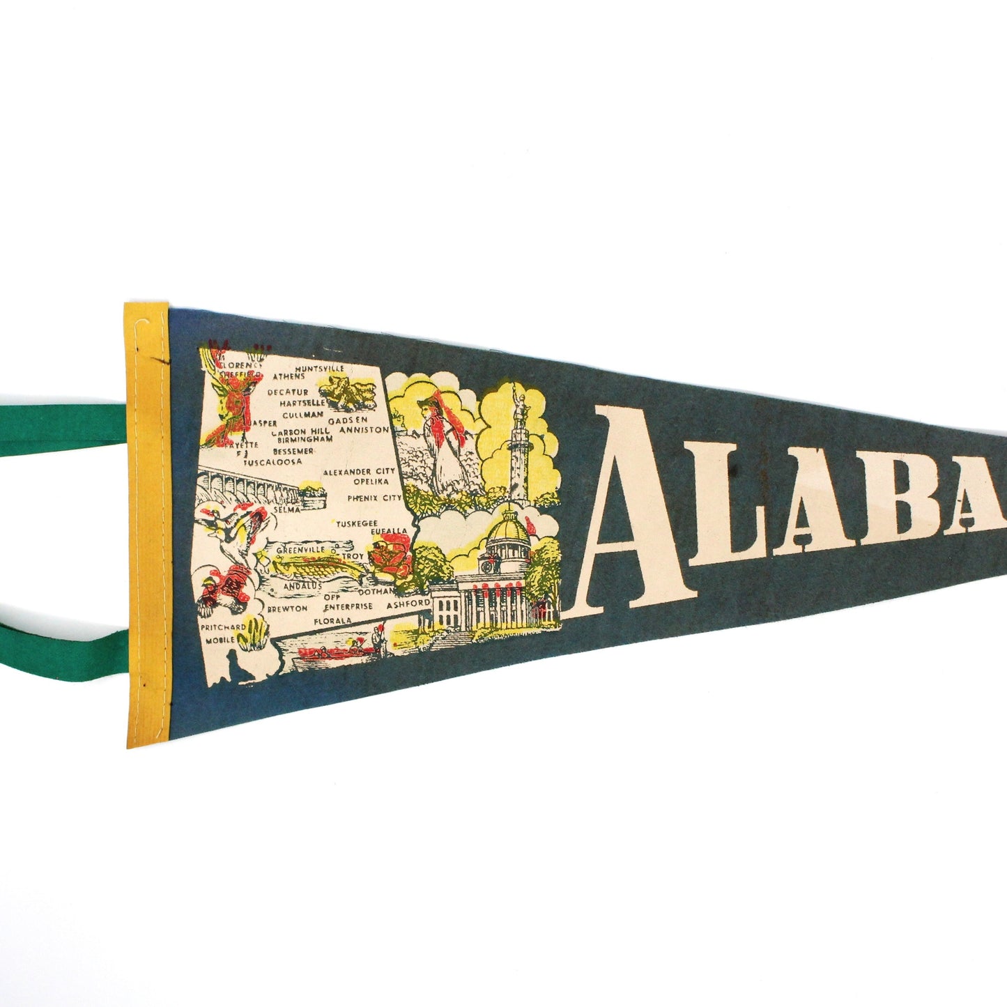 Pennant, Alabama State Travel Souvenir Collectible, Vintage 17", SOLD