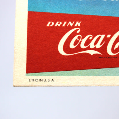 Ink Blotter, Coca-Cola "Friendliest Drink" Promotional Advertising, Original Lithograph, NOS, USA, 1956