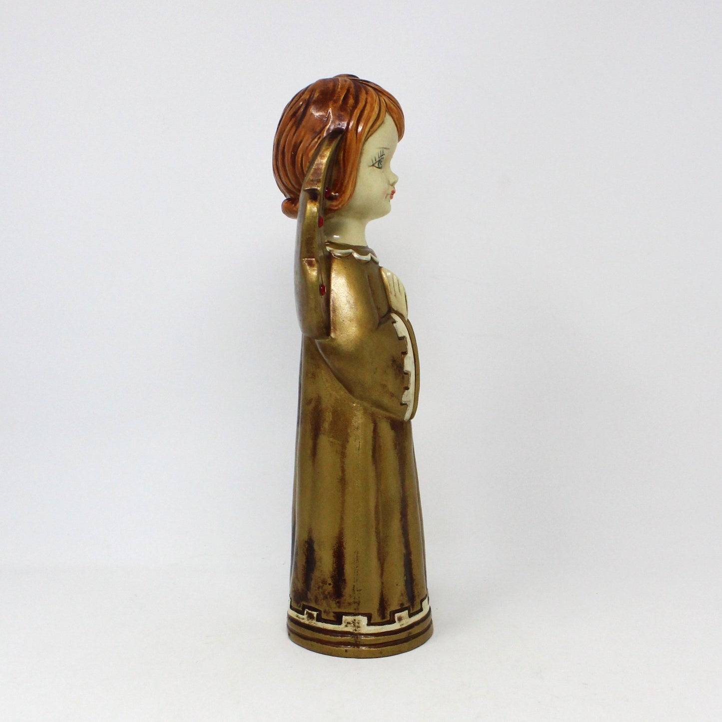 Figurine, Dickson, Choir Angels with Rhinestones, Papier Mache, Set of 2, Vintage Japan