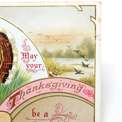 Postcards, Thanksgiving Card, Embossed & Gilded Turkey, May Your Thanksgiving Be Happy, Antique