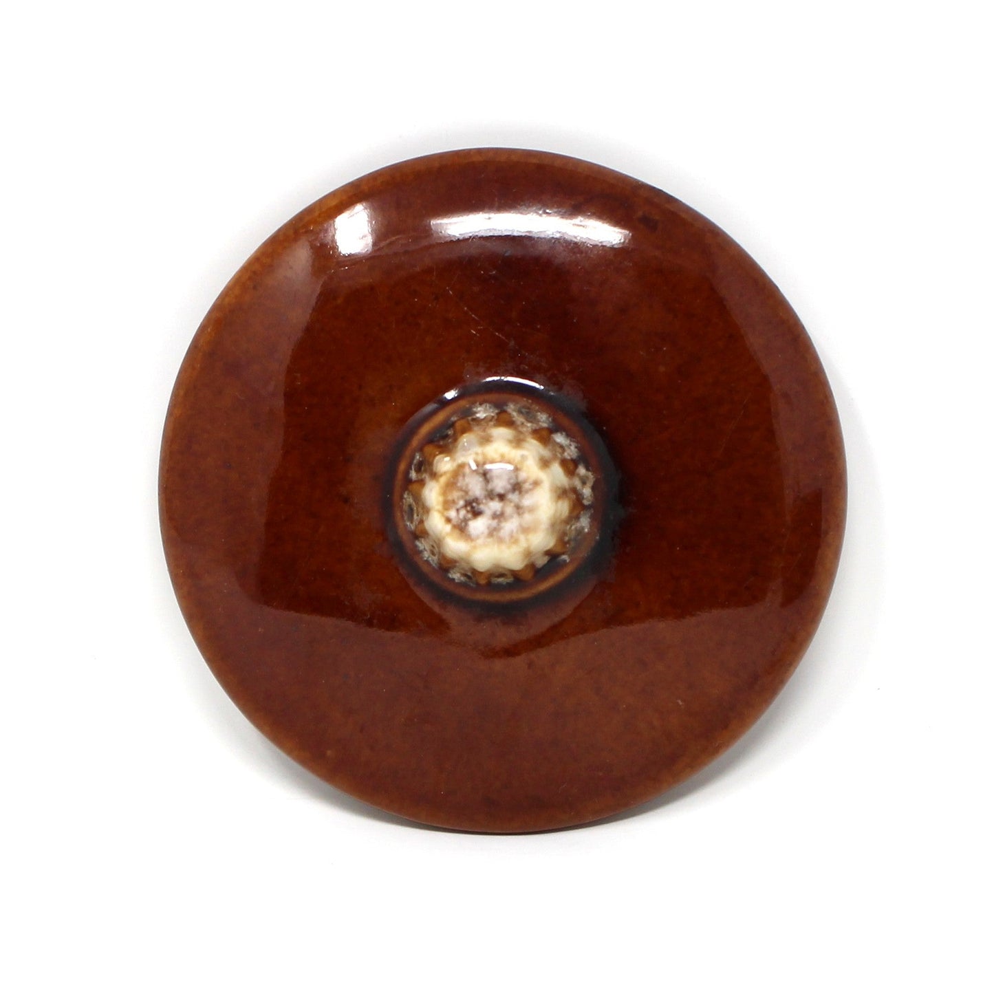 Sugar Bowl with Lid, Hull Pottery, Brown Drip Glaze, Mirror Brown, USA, Vintage, 1960s