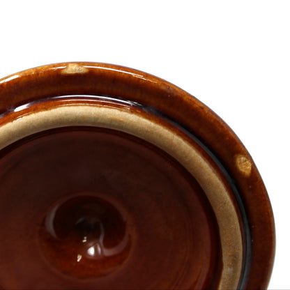 Sugar Bowl with Lid, Hull Pottery, Brown Drip Glaze, Mirror Brown, USA, Vintage, 1960s