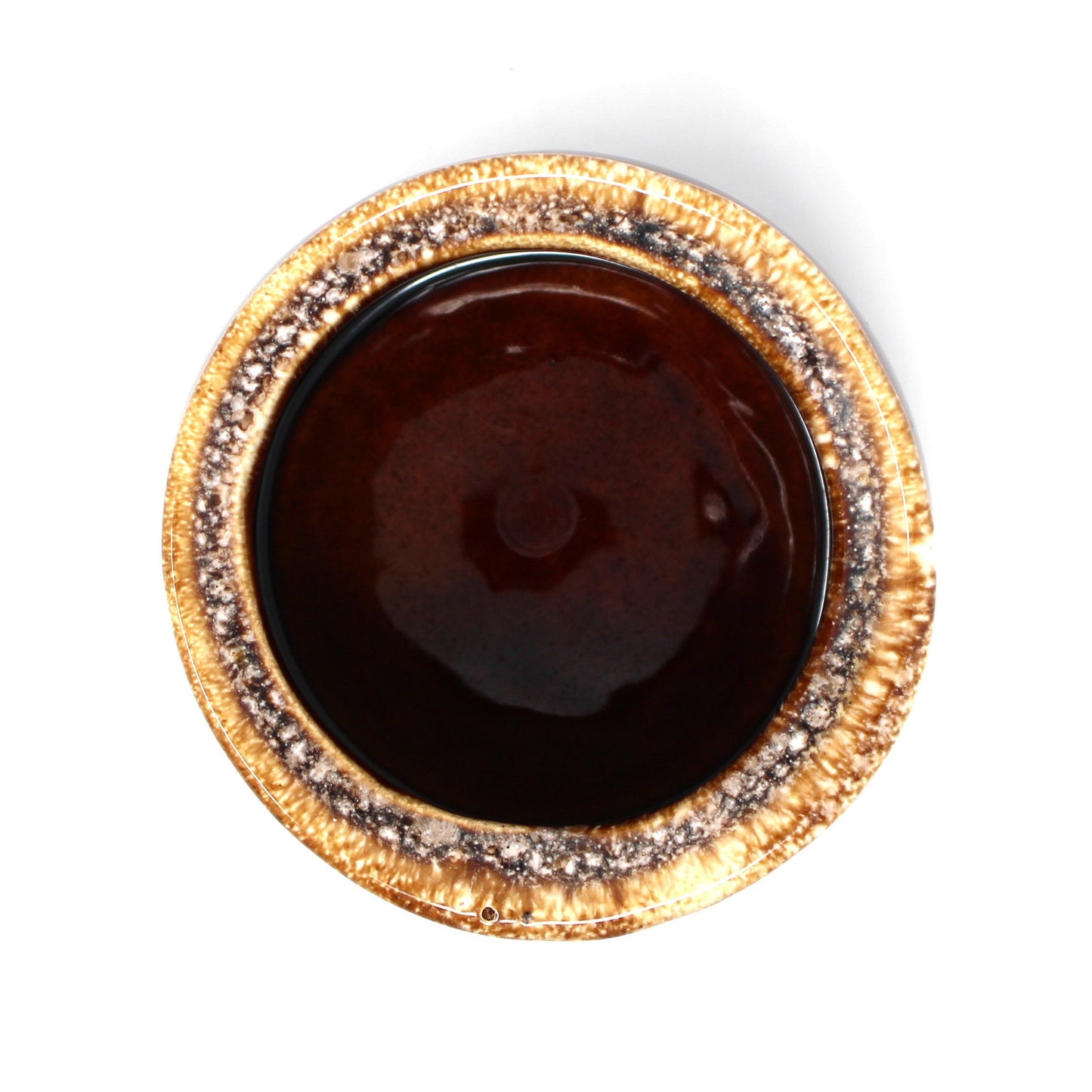 Sugar Bowl with Lid, Hull Pottery, Brown Drip Glaze, Mirror Brown, USA, Vintage, 1960s