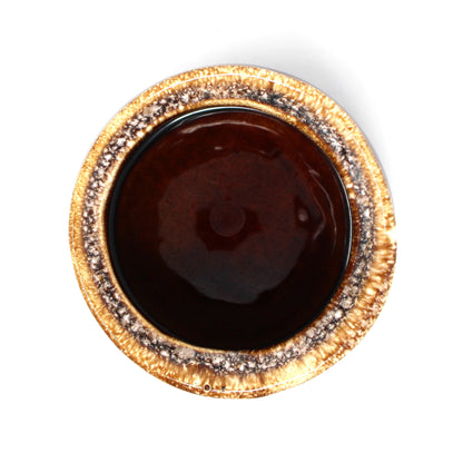 Sugar Bowl with Lid, Hull Pottery, Brown Drip Glaze, Mirror Brown, USA, Vintage, 1960s