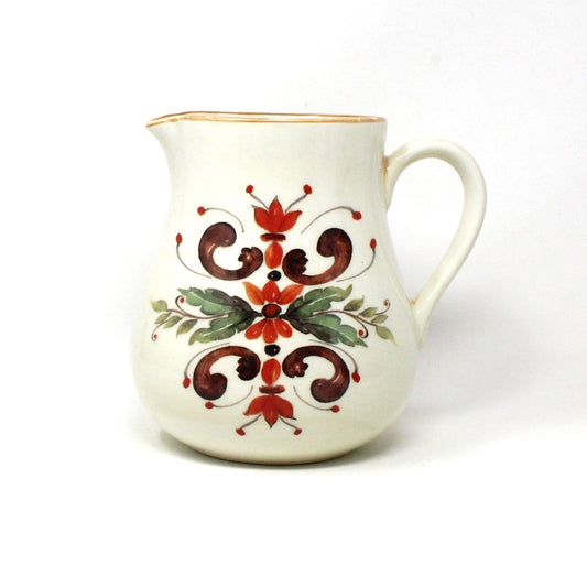 Pitcher, Italian Pottery, Hand Made, Ceramica Cuore, Ramage Scroll Pattern, Servingware, Drinkware
