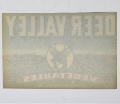 Crate Label: Deer Valley Brand Vegetables, Buck Head, Arrowhead Ranches, Glendale Arizona, 1940s