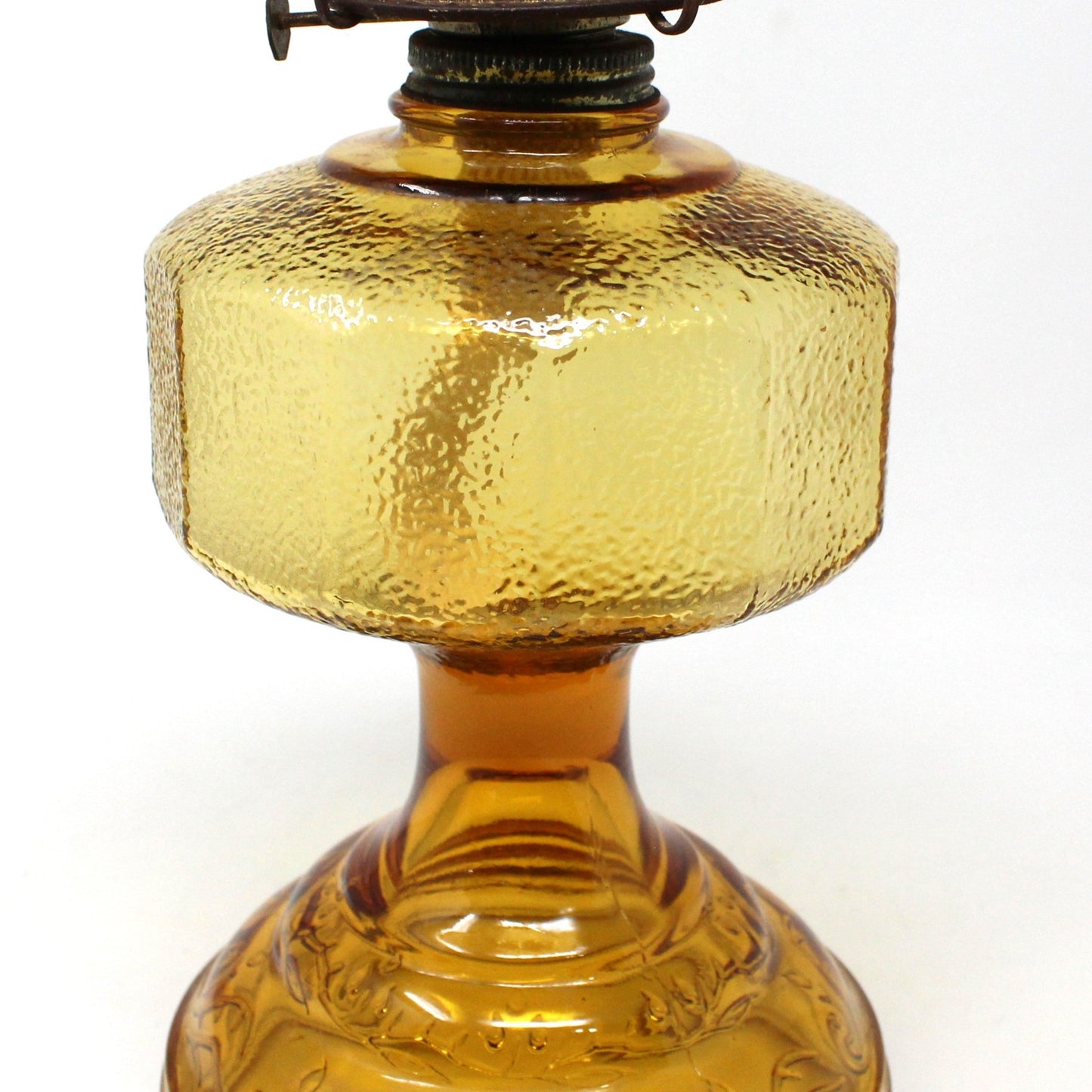 Oil Lamp, Bartlett Collins, Amber Glass Base, Eagle Burner, Vintage
