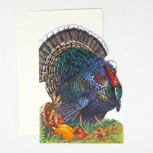 Greeting Card / Thanksgiving Card, Vintage Colorful Turkey, Wishing You Happiness, Hallmark