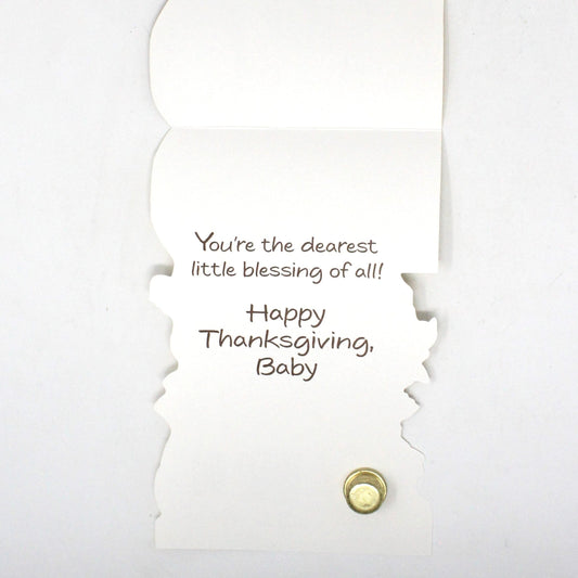 Greeting Card / Thanksgiving Card, Baby's First Thanksgiving, Bunny Rabbit with Fall Leaves, Carlton Cards