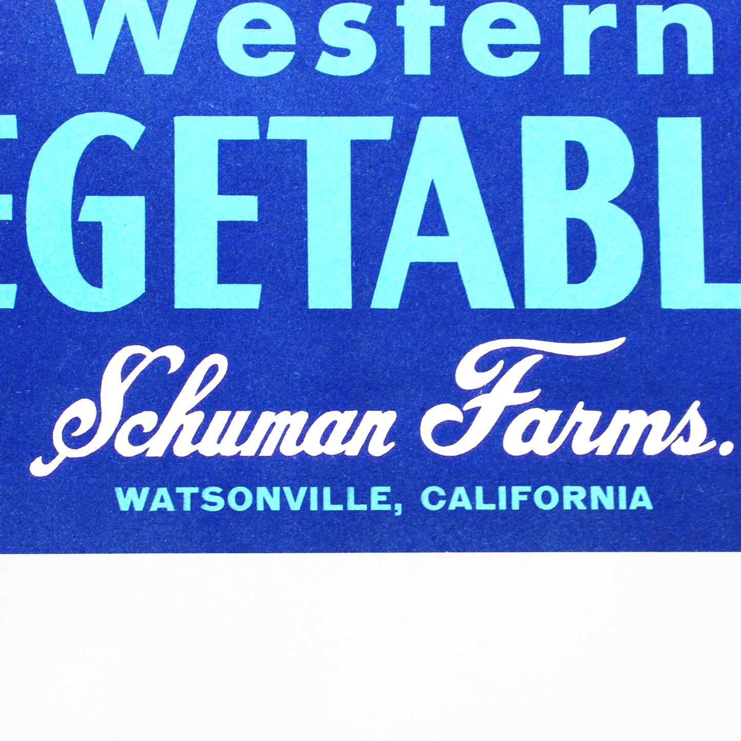 Crate Label: Flying Colors Brand, Western Vegetables, Schuman Farms, Watsonville California, 1940s