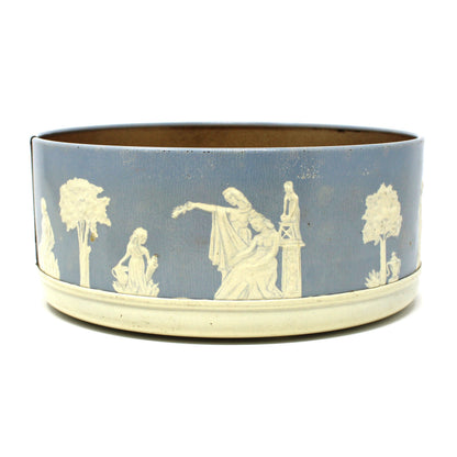 Tin: Guildcraft: Jasperware-Style, Blue/White Neoclassical, Greco-Roman, Embossed Figures, Vintage 1950s