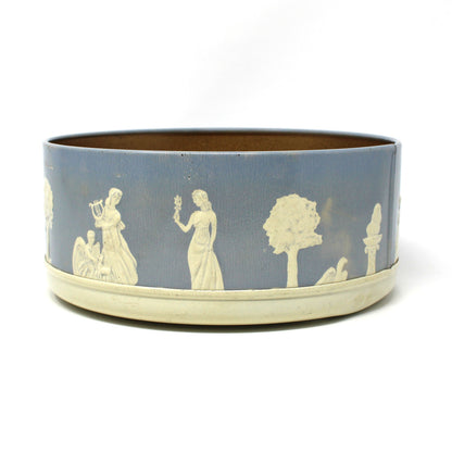 Tin: Guildcraft: Jasperware-Style, Blue/White Neoclassical, Greco-Roman, Embossed Figures, Vintage 1950s