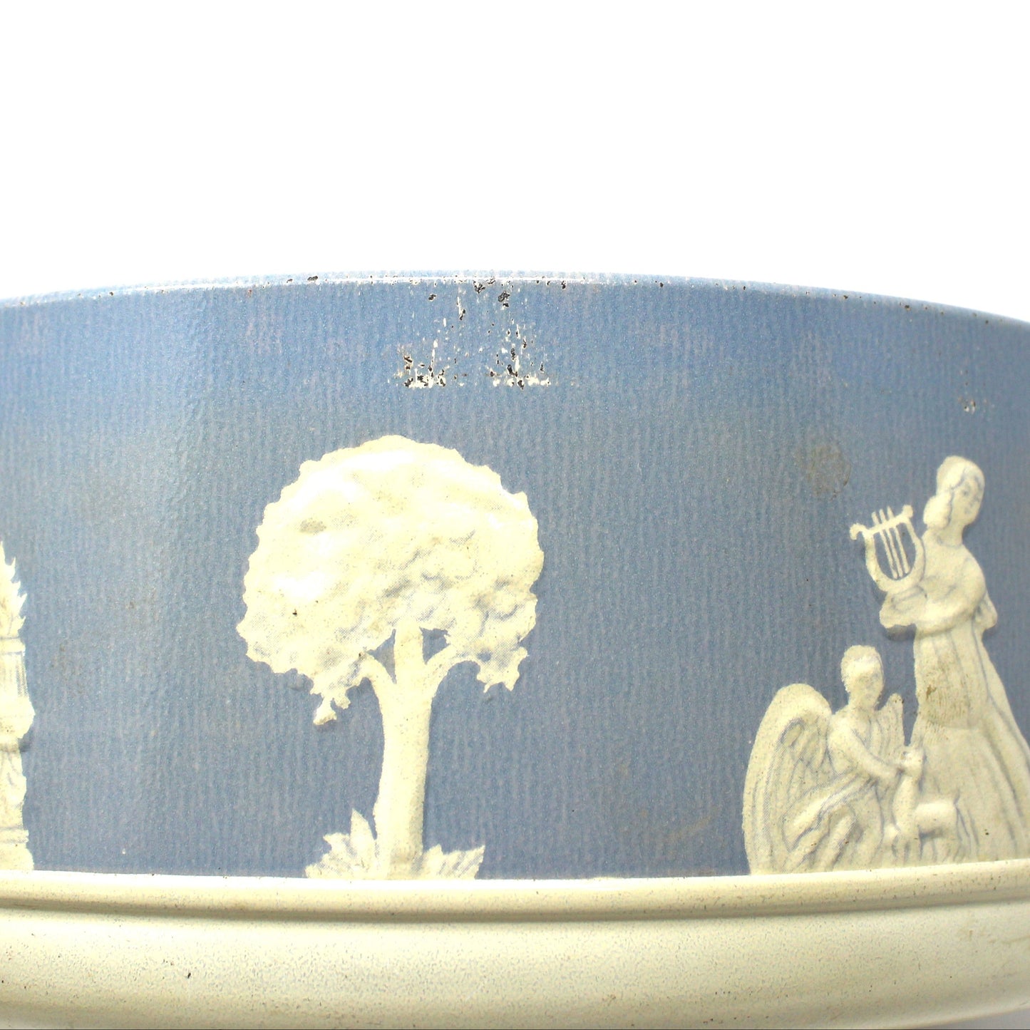 Tin: Guildcraft: Jasperware-Style, Blue/White Neoclassical, Greco-Roman, Embossed Figures, Vintage 1950s