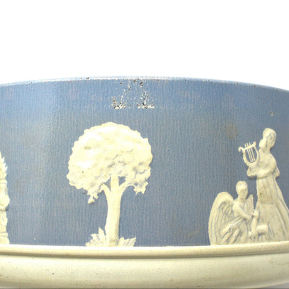 Tin: Guildcraft: Jasperware-Style, Blue/White Neoclassical, Greco-Roman, Embossed Figures, Vintage 1950s