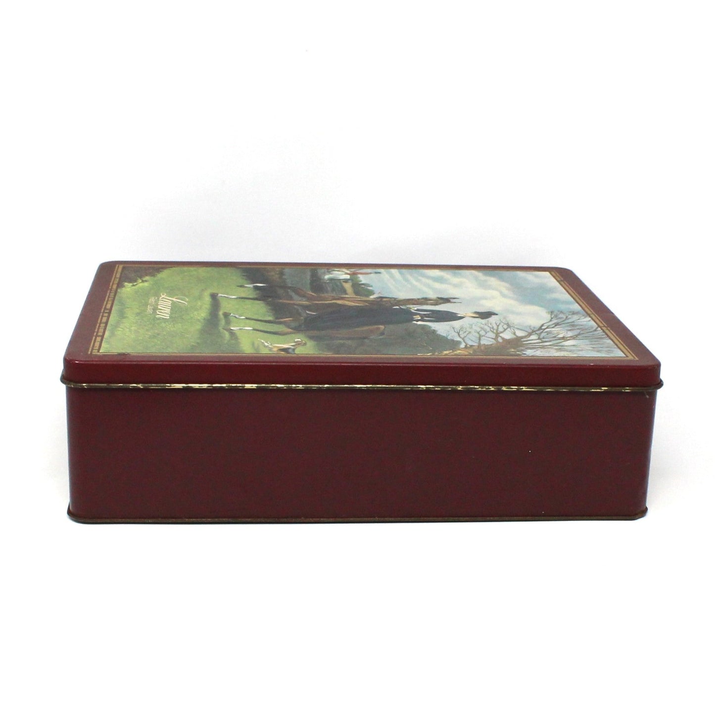 Gift Tin / Cookie Tin, Ralph Lauren, Equestrian Box, Victorian Woman Riding Horse, John Sturgess, Vintage